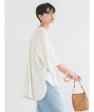 AMERICAN HOLIC 接触冷感スキッパーバックギャザーブラウス Ivory