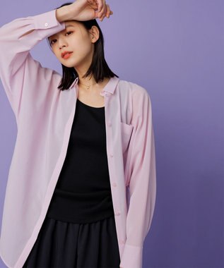 ICB L 【洗える】トリアセコットンシアー ドルマンスリーブシャツ シャーベットピンク系