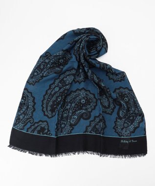 JOSEPH ABBOUD 【イタリア製・ Holliday&Brown】ビックペイズリー ストール ネイビー系6