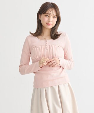 earth music&ecology 切替ギャザーコンパクトカットプルオーバー Pink