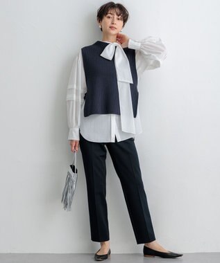 23区 【Oggi2月号掲載/新色追加】TRストレッチギャバ テーパードパンツ ネイビー系