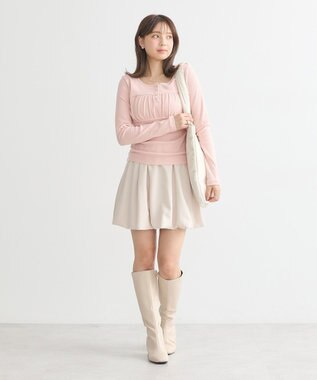 earth music&ecology 切替ギャザーコンパクトカットプルオーバー Pink