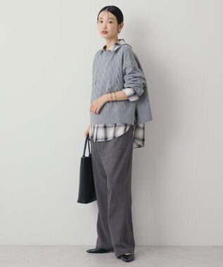 AMERICAN HOLIC ミドルゲージケーブルニットプルオーバー Gray Mixture