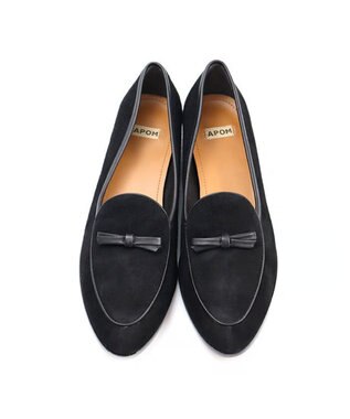 APOM 本革ベルジャンシューズ30 ブラックスエード