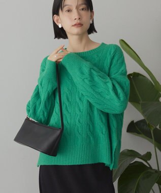 AMERICAN HOLIC ミドルゲージケーブルニットプルオーバー Green