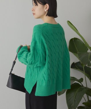 AMERICAN HOLIC ミドルゲージケーブルニットプルオーバー Green