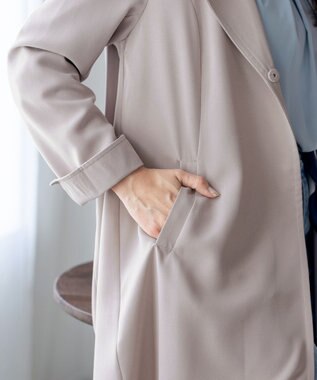 Tiaclasse L 【洗える】バックベルトフーデットコート グレージュ