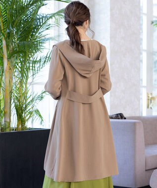 Tiaclasse L 【洗える】バックベルトフーデットコート ベージュ