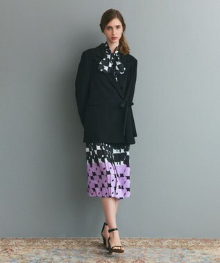 GRACE CONTINENTAL サテンボウ付テーラードジャケット ブラック