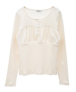 earth music&ecology 切替ギャザーコンパクトカットプルオーバー Off White