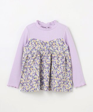 ANY KIDS ドッキング花柄カットソー ラベンダー