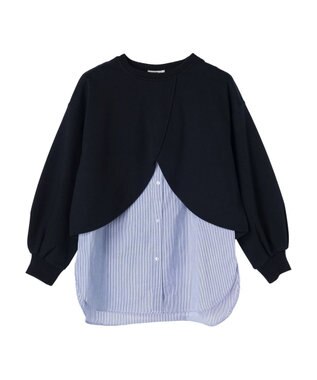 earth music&ecology ＳＥＴ２点カットプルオーバー＋シャツドッキングタンク Navy