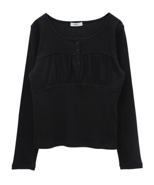 earth music&ecology 切替ギャザーコンパクトカットプルオーバー Black