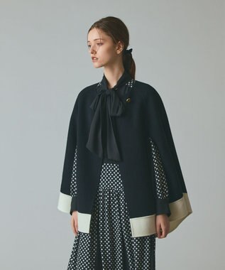 GRACE CONTINENTAL ストール付リバーケープ ブラック