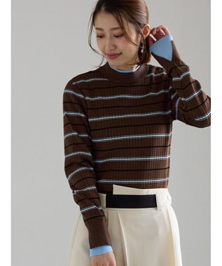 Te chichi 配色レイヤードリブニットプルオーバー