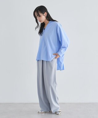 Green Parks スキッパーブラウス Sax