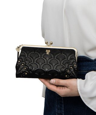 ANNA SUI ピーコック 二つ折り口金長財布 クロ