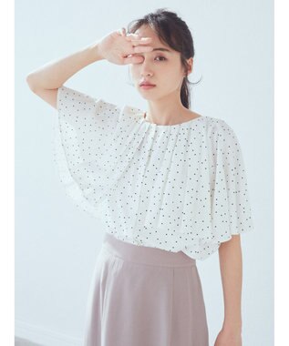 earth music&ecology ケープカラーブラウス Dot