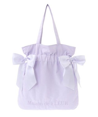 Maison de FLEUR ギンガムチェックダブルリボントートバッグ Lavender