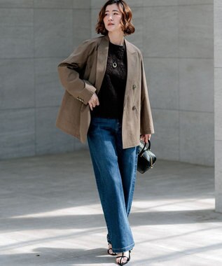 23区 L 【見上愛さん着用/Oggi掲載/接触冷感】23区DENIM サマー ストレート ワイド パンツ ウォッシュドブルー系