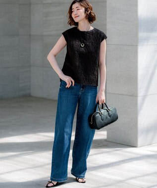 23区 L 【見上愛さん着用/Oggi掲載/接触冷感】23区DENIM サマー ストレート ワイド パンツ ウォッシュドブルー系