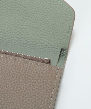 TOPKAPI 【Breath TOPKAPI】DUAL デュアル シュリンクレザー バイカラー 三つ折り 財布　薄型 / 軽量 グレージュ
