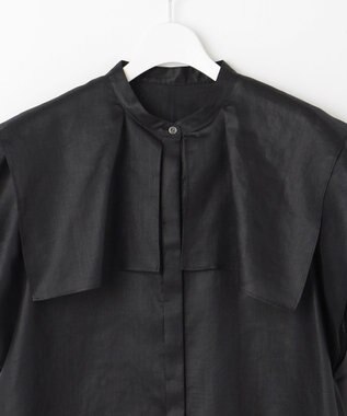 23区 L 【接触冷感/洗える】シアーフィルム ブラウス ブラック系