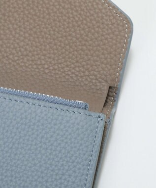 TOPKAPI 【Breath TOPKAPI】DUAL デュアル シュリンクレザー バイカラー 三つ折り 財布　薄型 / 軽量 ブルーグレー