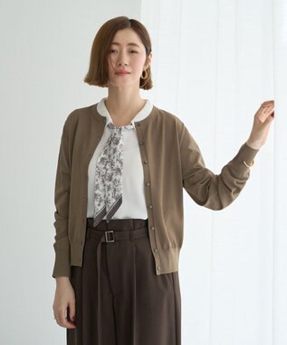 YECCA VECCA 【UVカット】クルーネックカーディガン Dark Beige