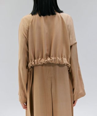 BEIGE， COBURN / シルク混ロングステンカラーコート Camel