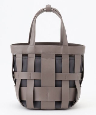 Y'SACCS 【リサイクルレザー】メッシュかごバッグ　small グレージュ×グレージュ