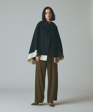 GRACE CONTINENTAL ストール付リバーケープ ブラック