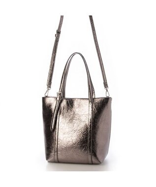 UNBILLION カシュカシュ cachecache / クラッシュメタリック2wayミニトート ダークシルバー