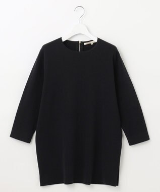 自由区 L 【洗える/セット着用可】ドライコットンハイゲージブラウスライク ニット ネイビー系