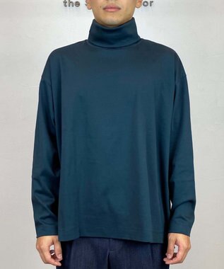 KASHIYAMA 【シルケット加工】コットンタートルネックカットソー ディープグリーン