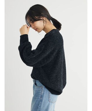 Green Parks ベロアモールニットプルオーバー Black