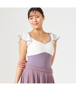 Chacott ★ 【L～３Lサイズ限定】フレアスリーブレオタード モーブ