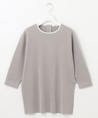 自由区 L 【洗える/セット着用可】ドライコットンハイゲージブラウスライク ニット ベージュ系