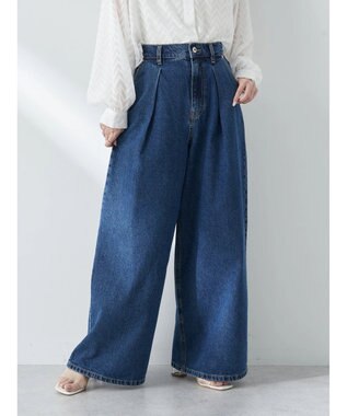 earth music&ecology タックワイドデニムパンツ Medium Indigo