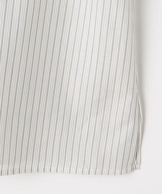 ANY SIS 【洗える】シャーリングフリルスタンド ブラウス グレーストライプ