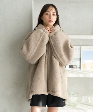 earth music&ecology ボアルーズブルゾン グレーベージュ