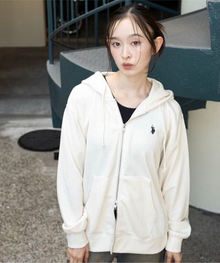 WEGO 【WEB限定/ユニセックス着用ITEM/25年秋冬新作/SMLサイズ展開】別注U.S.POLO ASSN.　ZIPパーカー オフホワイト