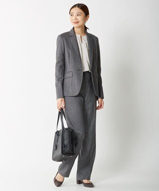 J.PRESS LADIES 【セットアップ対応】ウールストレッチツイード ストレート パンツ グレー系