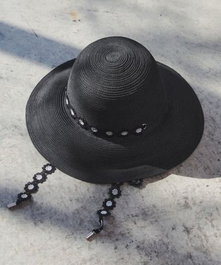 Tiaclasse フラワーレース付きクロッシュハット ブラック