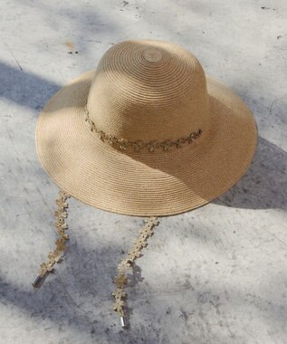 Tiaclasse フラワーレース付きクロッシュハット ベージュ