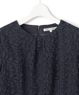 23区 【洗える】トリアセダブルジョーゼット フレア ワンピース ネイビー系