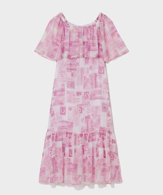 GRACE CONTINENTAL シフォンプリントドレス ピンク