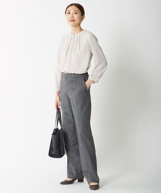 J.PRESS LADIES 【セットアップ対応】ウールストレッチツイード ストレート パンツ グレー系