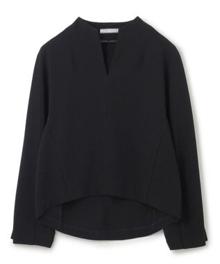 BEIGE， 【洗える】RUE / スリットネックフォルムブラウス Black