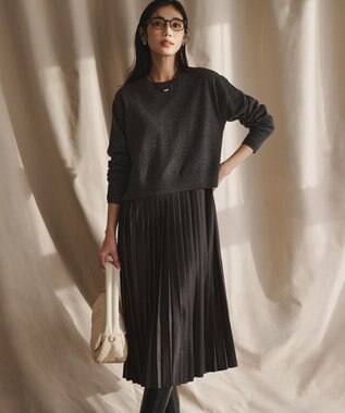 23区 L ニットセットアップ プリーツコンビ ワンピース